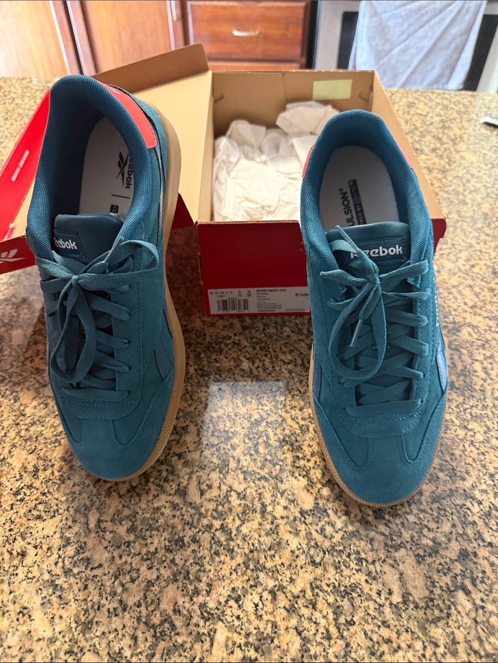 Reebok Men's Teal Suede Sneakers with Gum Sole
